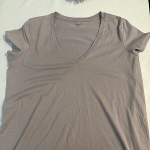 Madewell Women's V-Neck Tshirt dress in Taupe